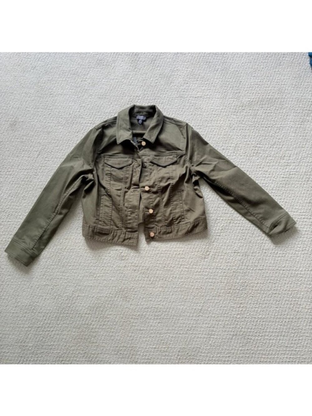 NWOT Jones New York Womens Buttons Olive Green Utility Jacket Size Large